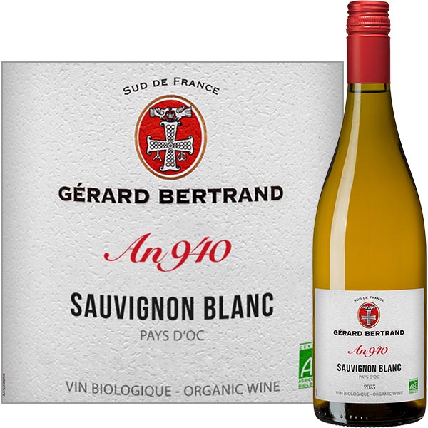 Héritage Sauvignon, IGP d'Oc BIO, an 940, Gérard Bertrand
